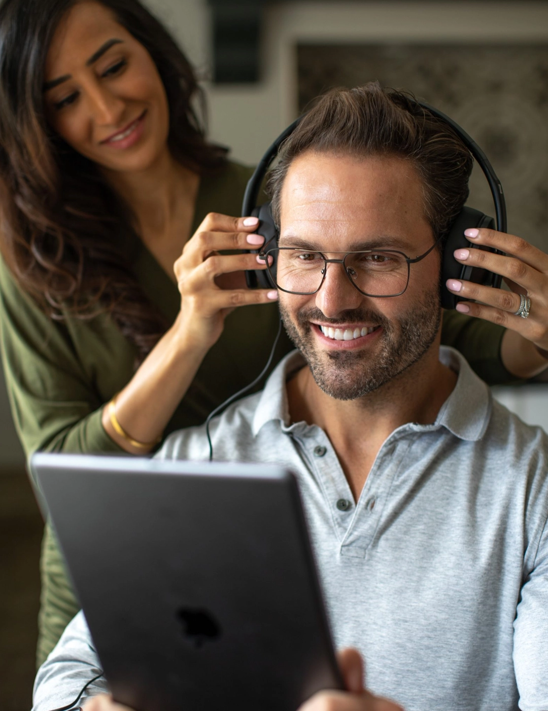 A man having a hearing assessment