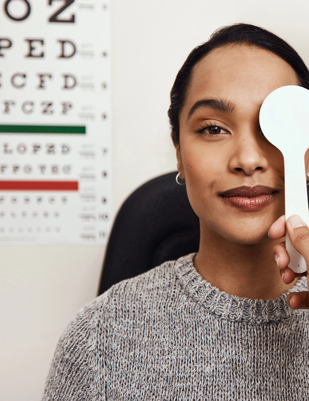 Lady having an eye exam